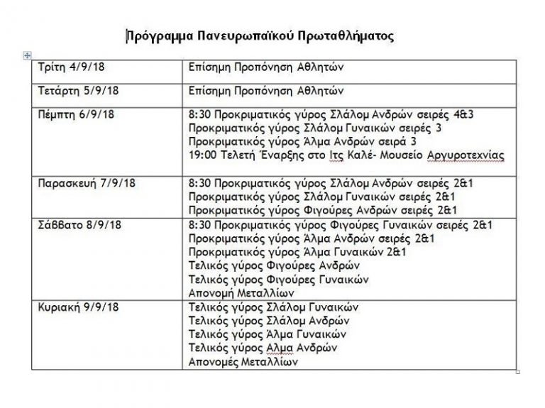 agones programma