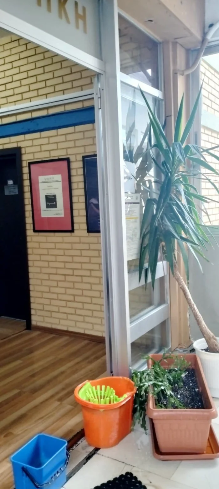 Κουβάδες και λεκάνες στη βιβλιοθήκη του Πανεπιστημίου για τις έντονες βροχοπτώσεις 2 vivliotiki panepistimo