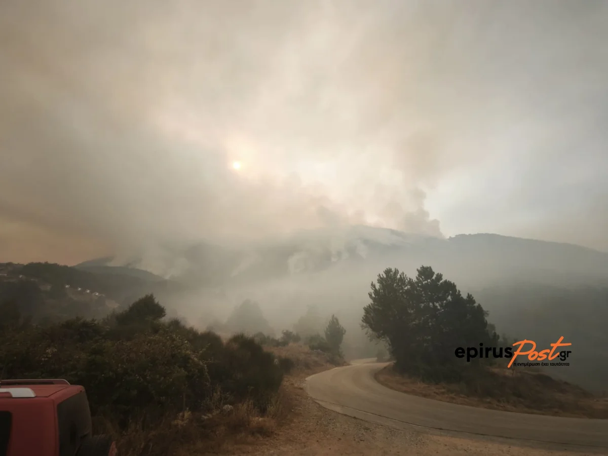 Εικόνες αποκάλυψης στην Κόνιτσα – Η φωτιά καίει ανεξέλεγκτα μέσα σε πυκνό πέπλο καπνού-Βίντεο 1 fotia konitsa